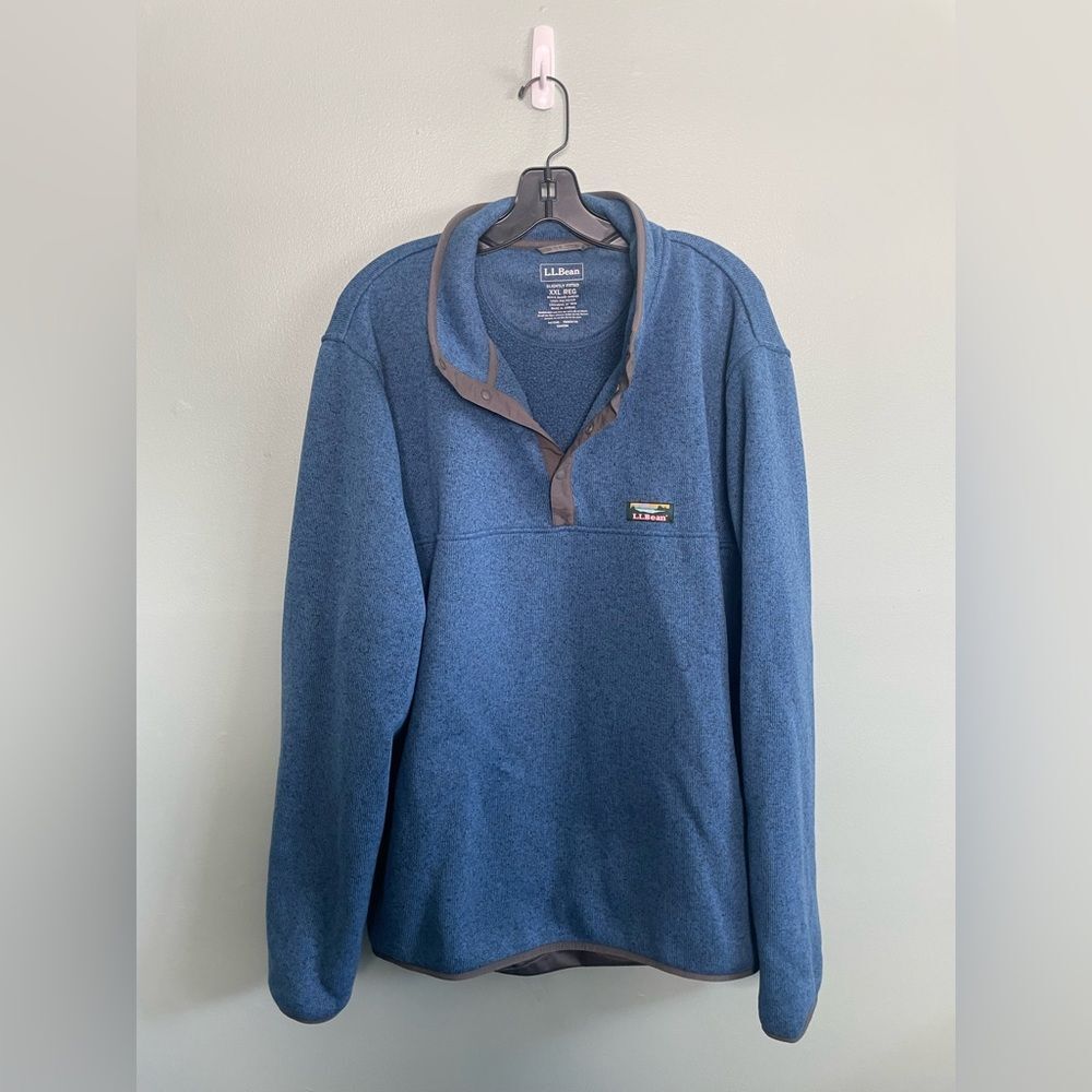 Men’s L.L. Bean Sweater Fleece Pullover Size XXL Slightly Fitted Blue